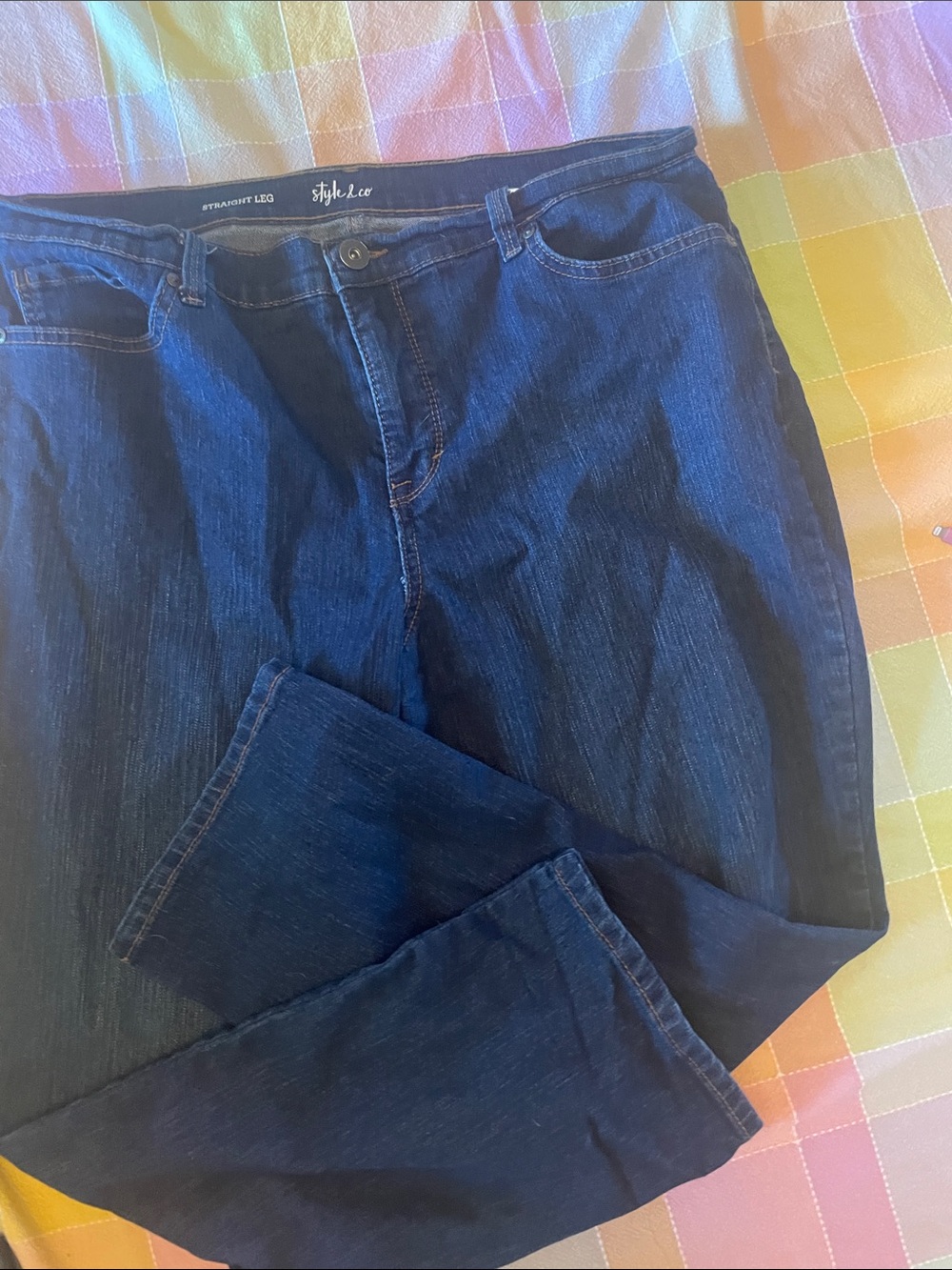 Style & co women Straight Leg Jeans in Dark Blue Denim 16 short